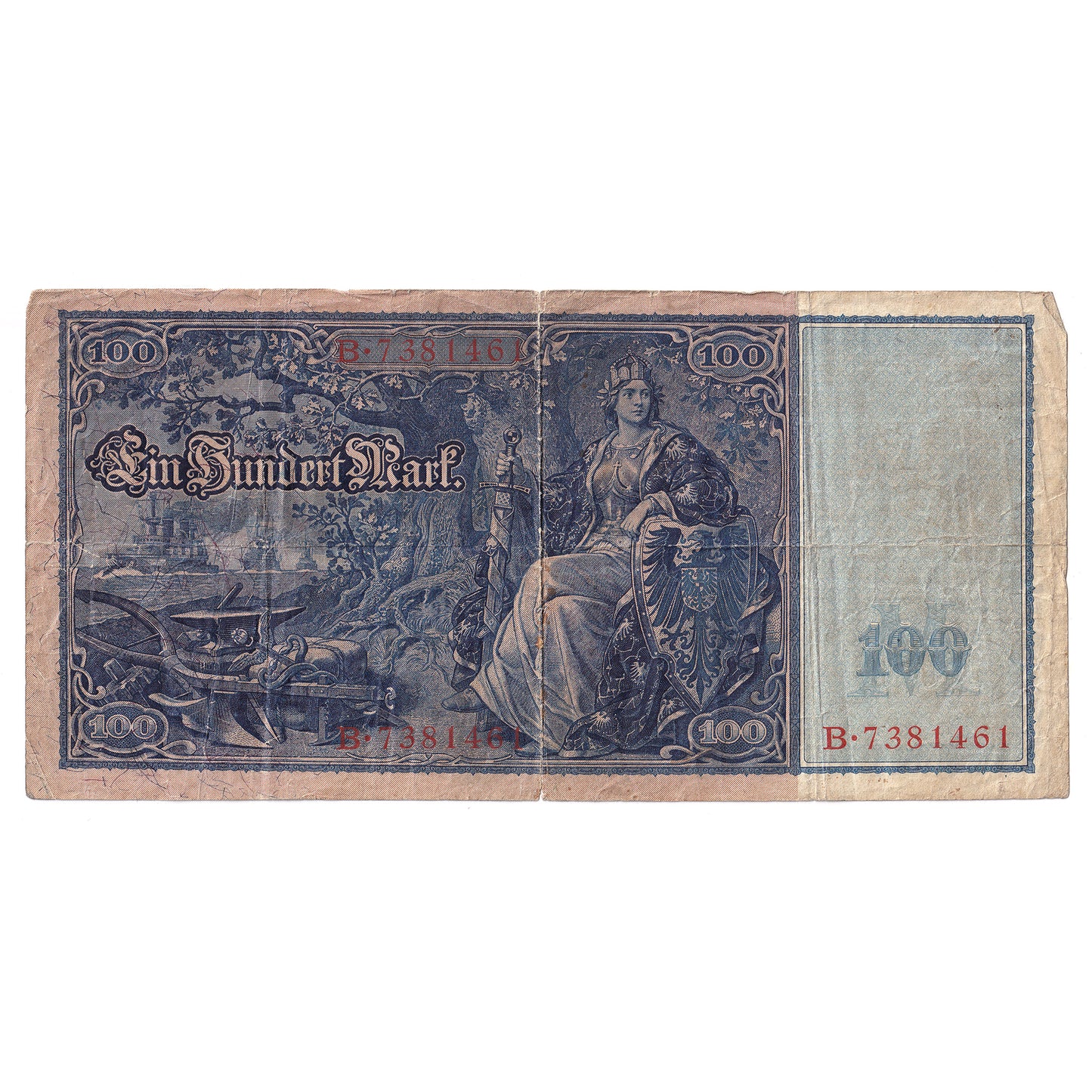 Germany 1910 Pick #42 100 Mark Red Seal Note, F (Impaired)