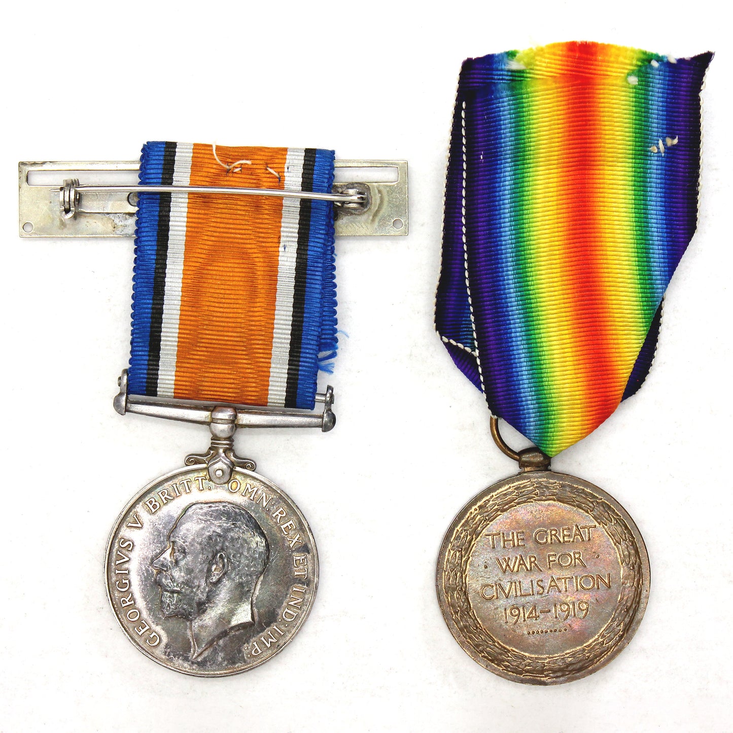Pair of Great Britain First World War Plain Rim Medals (Impaired)