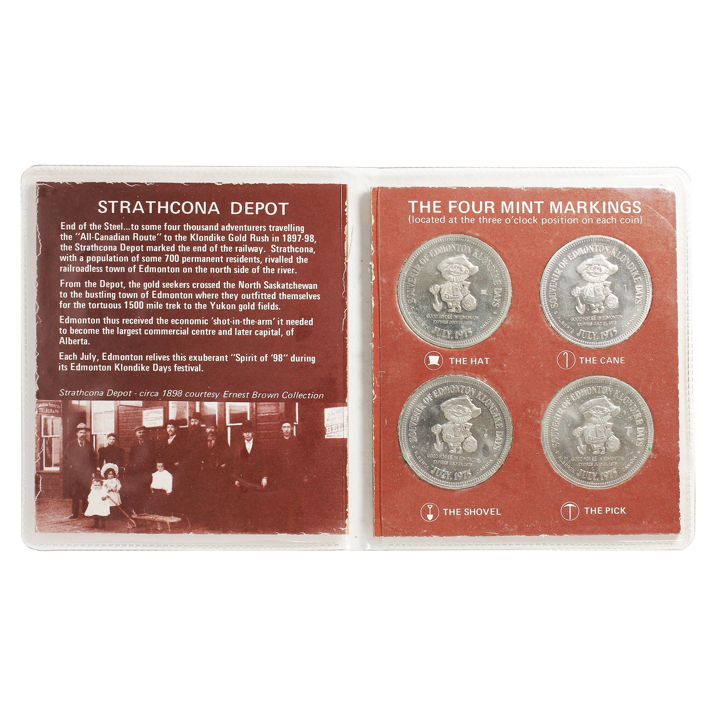 1975 Edmonton AB Klondike Days Trade Dollar 4-coin Mint Set in Folder (Impaired)