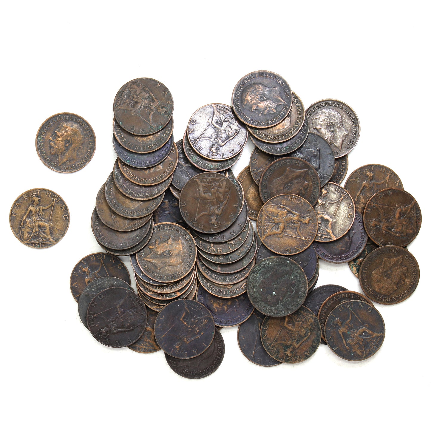Lot of 69x 1917 Great Britain Farthings, 69Pcs. (Sold As Is)