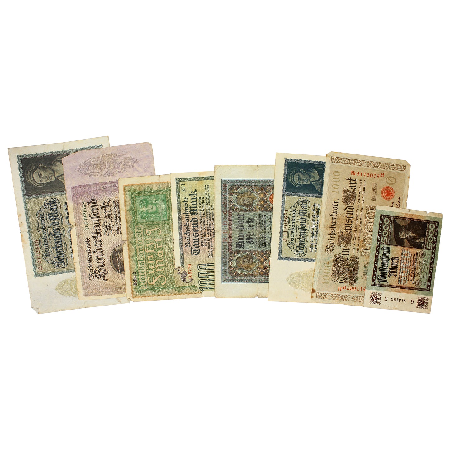Lot of 8x Diff. German Large Size Notes, Circ.
