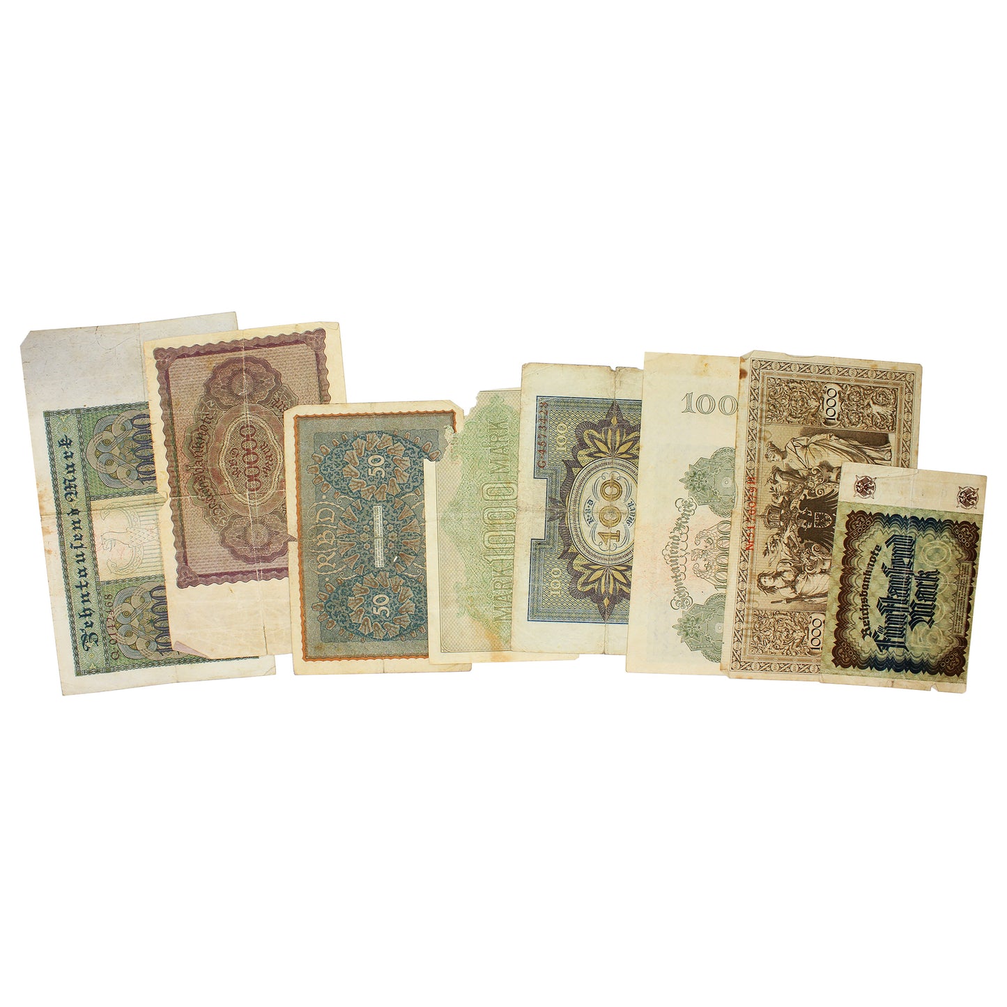 Lot of 8x Diff. German Large Size Notes, Circ.