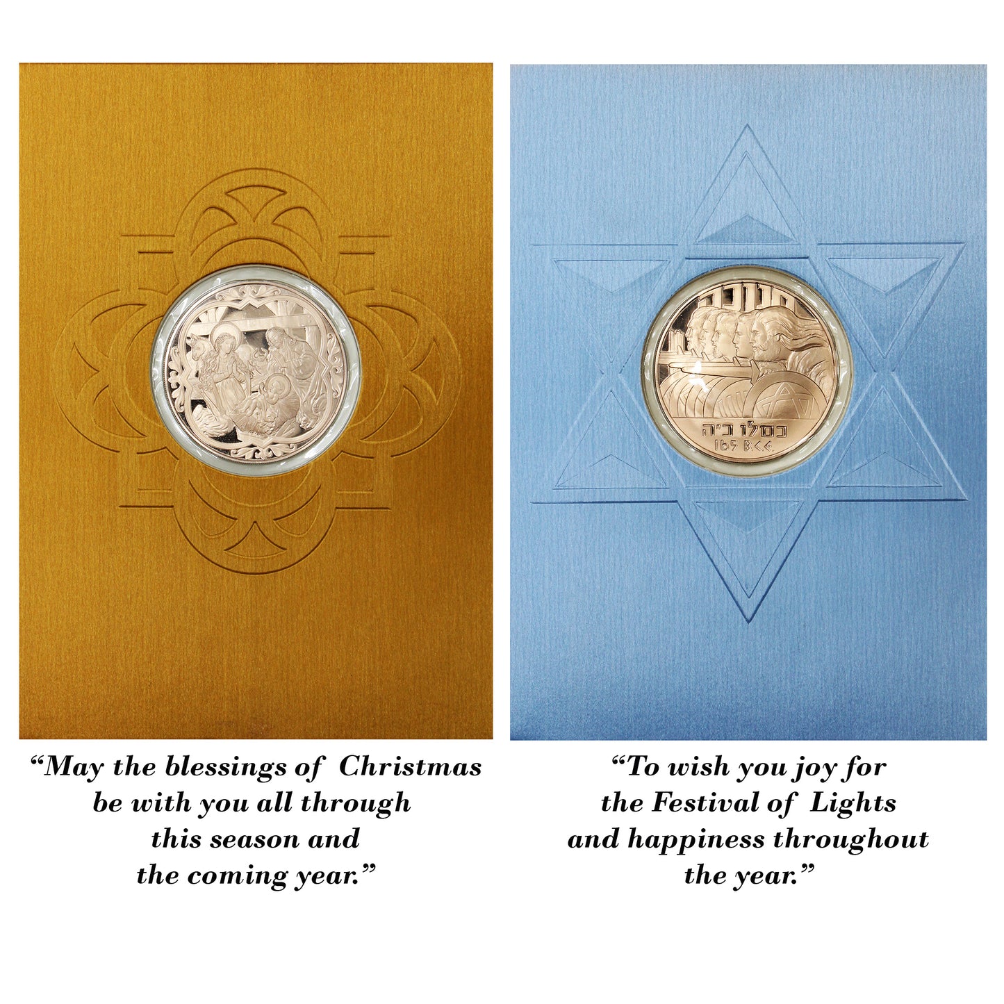 Lot of 4x 1976 Franklin Mint Holiday Greetings Cards W/Medallions in Album