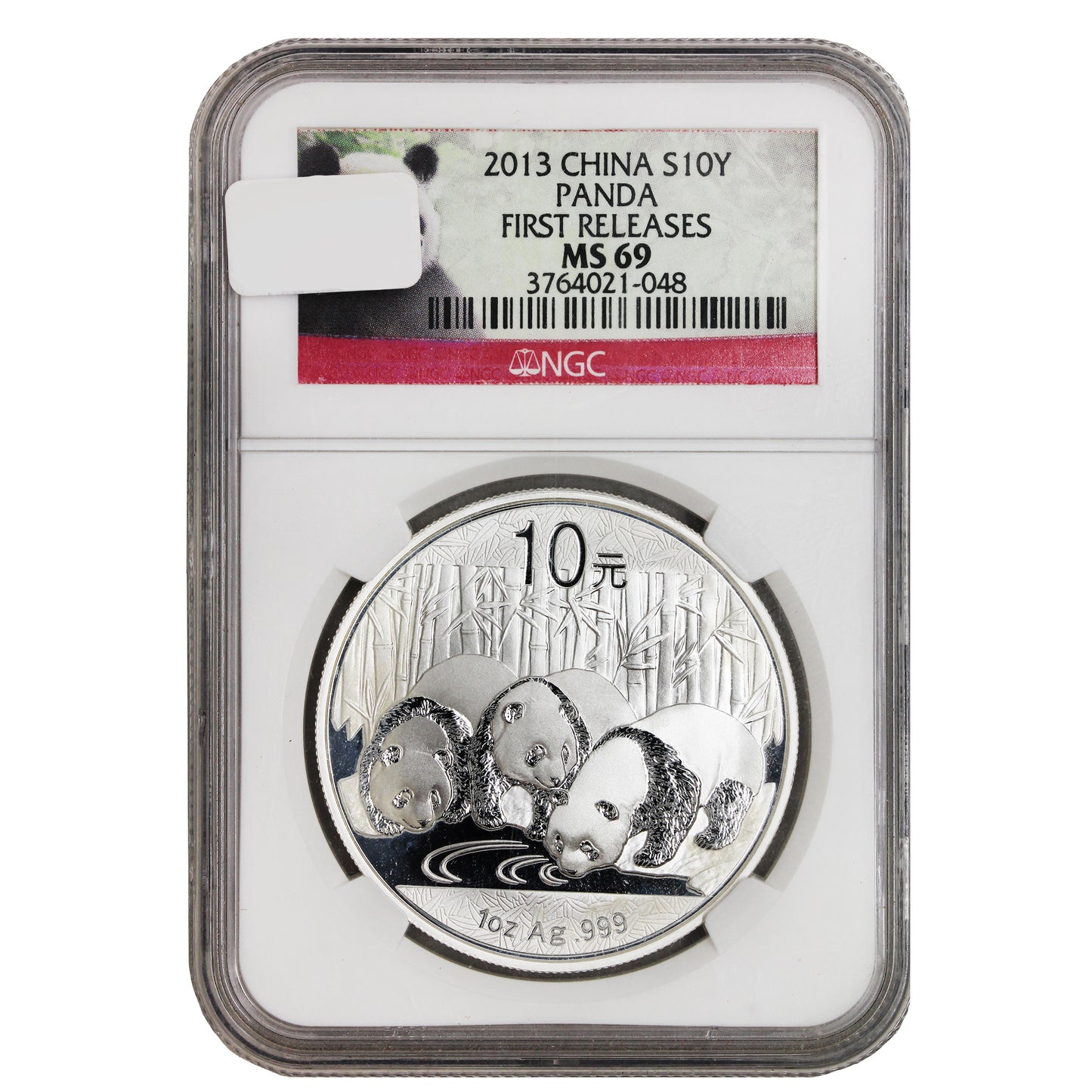 2013 China S10Y Panda 1oz. .999 Fine Silver NGC Cert. MS-69 First Releases (No Tax)