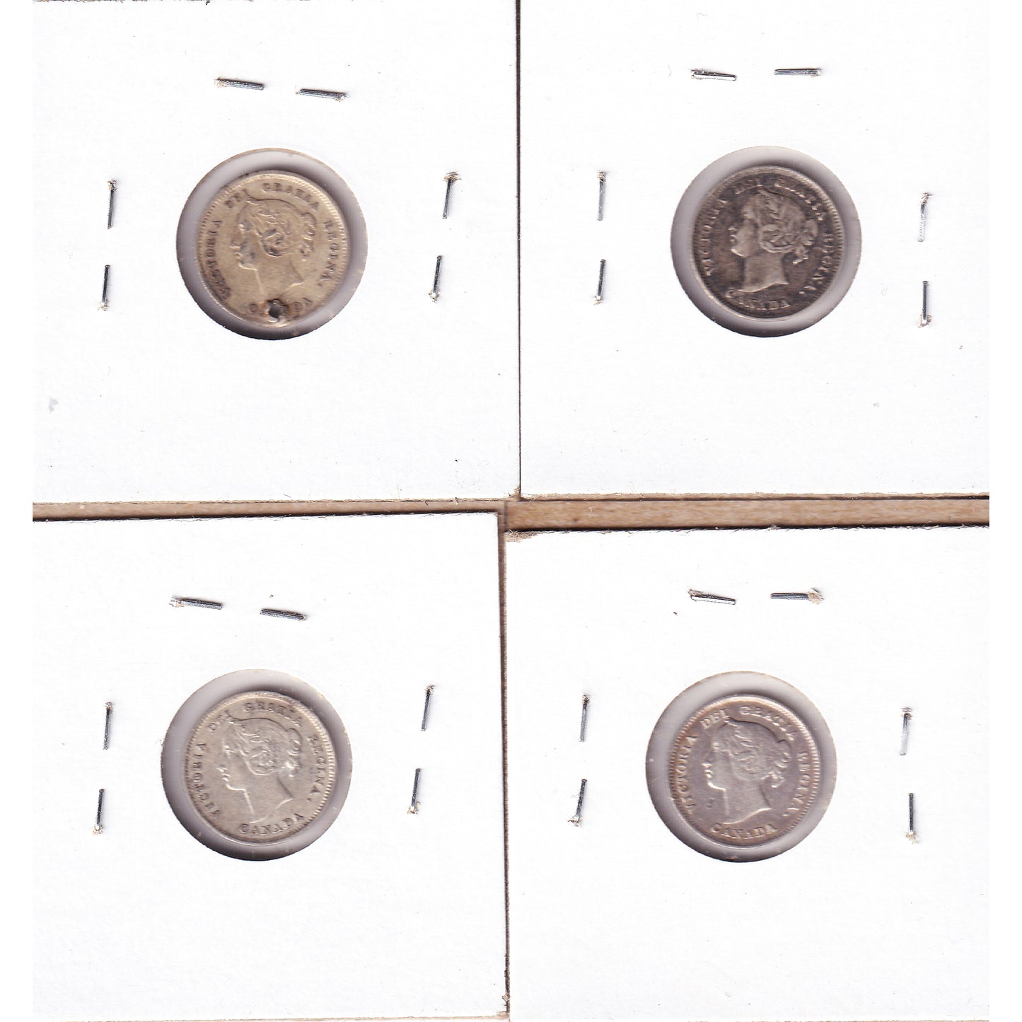 Lot of 4x 1896-1901 Canada 5-cents, All VF, 4Pcs. (Impaired)