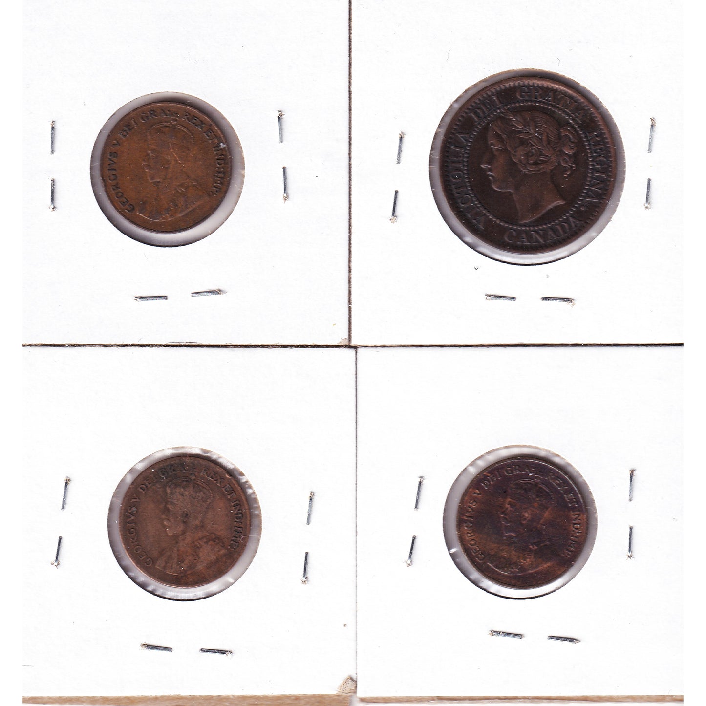 Lot of 4x 1859-1927 Canada 1-cent, VG-F to EF, 4Pcs. (Impaired)
