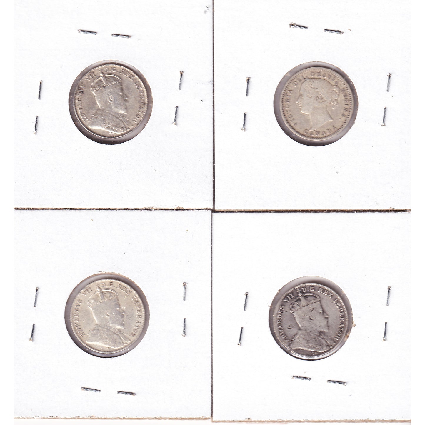 Lot of 4x 1901-1909 Canada 10-cents VG-F to F-VF, 4Pcs. (Impaired)