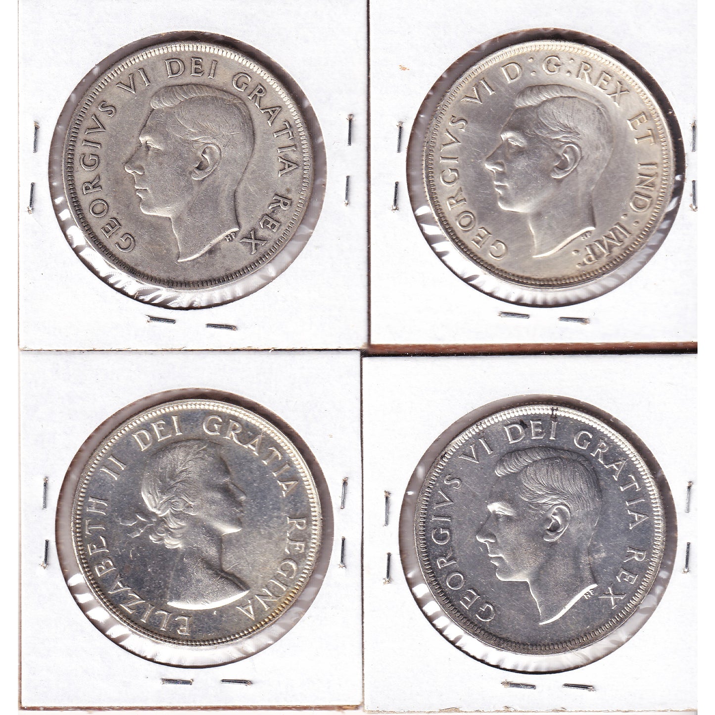 Lot of 4x 1939-1953 Canada Dollar, Circ to UNC+, 4Pcs. (Impaired)