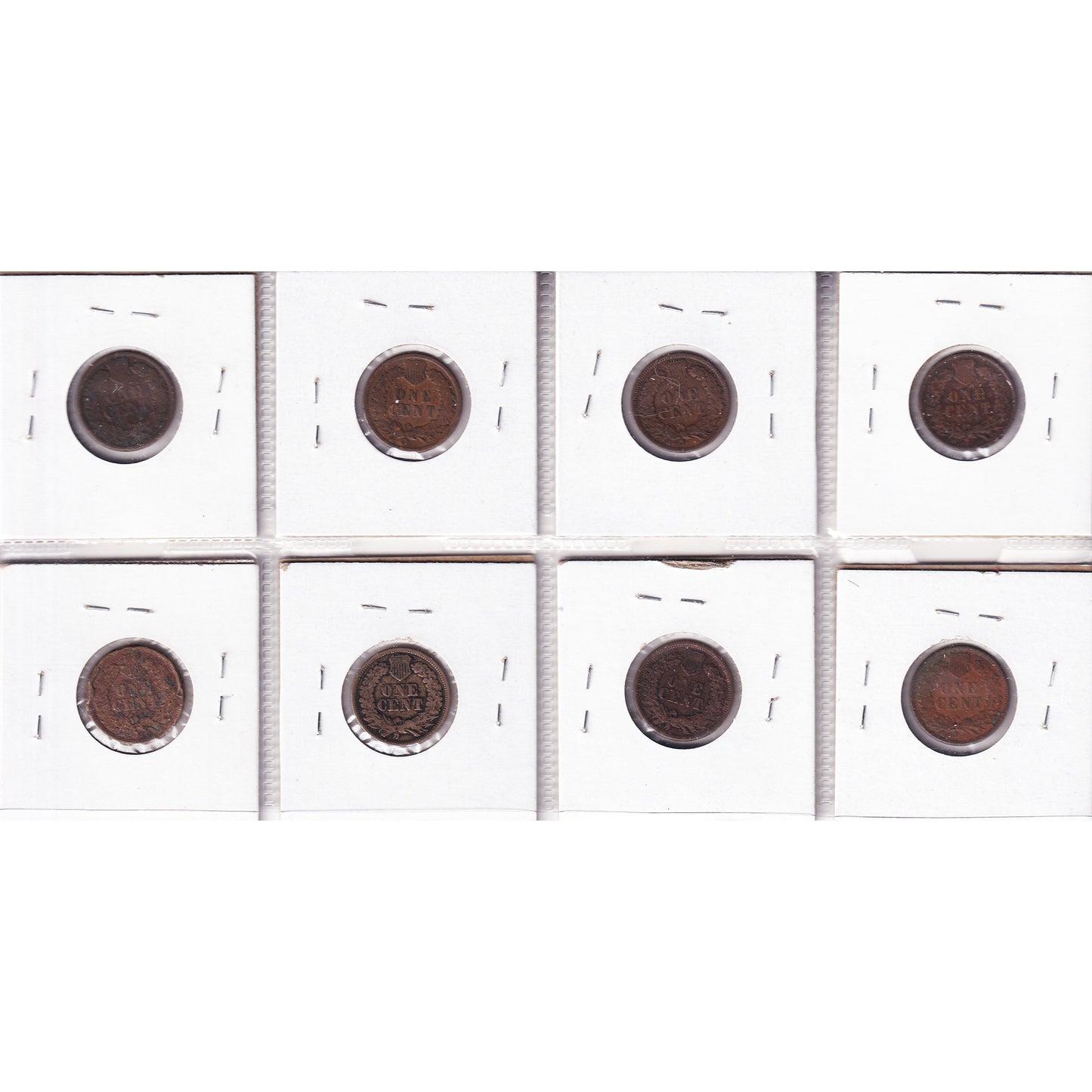 Lot of 8x 1862-1889 USA Cent, All F, 8Pcs. (Impaired)