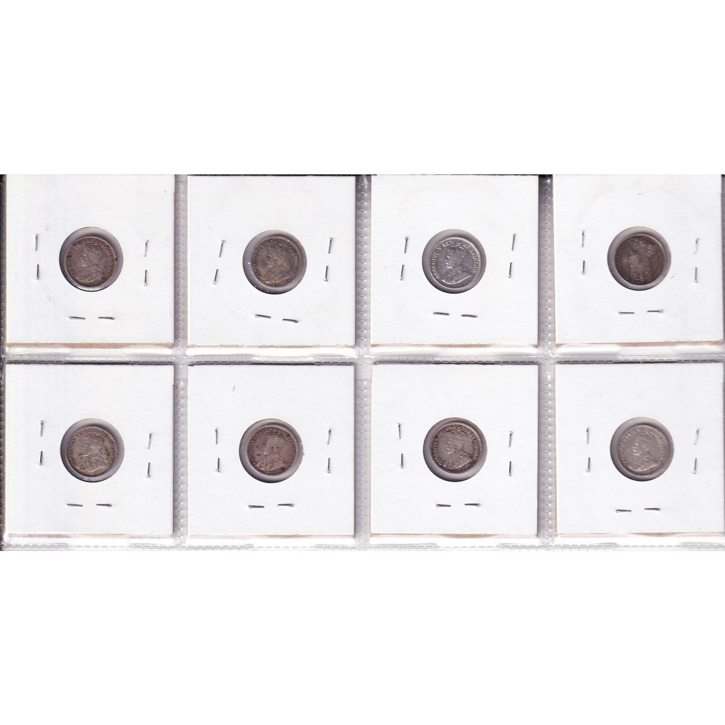 Lot of 8x 1907-1920 Canada 5-cents, VG to VF, 8Pcs. (Impaired)