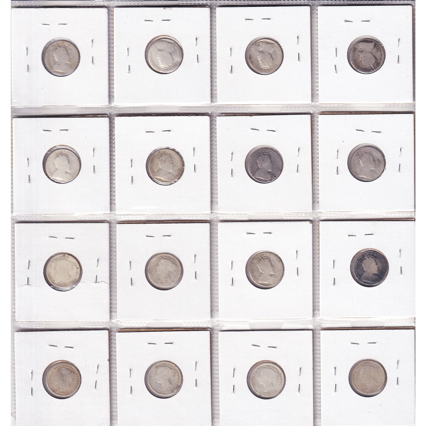 Lot of 16x 1871-1909 Canada 10-cents, All AG, 16Pcs. (Impaired)
