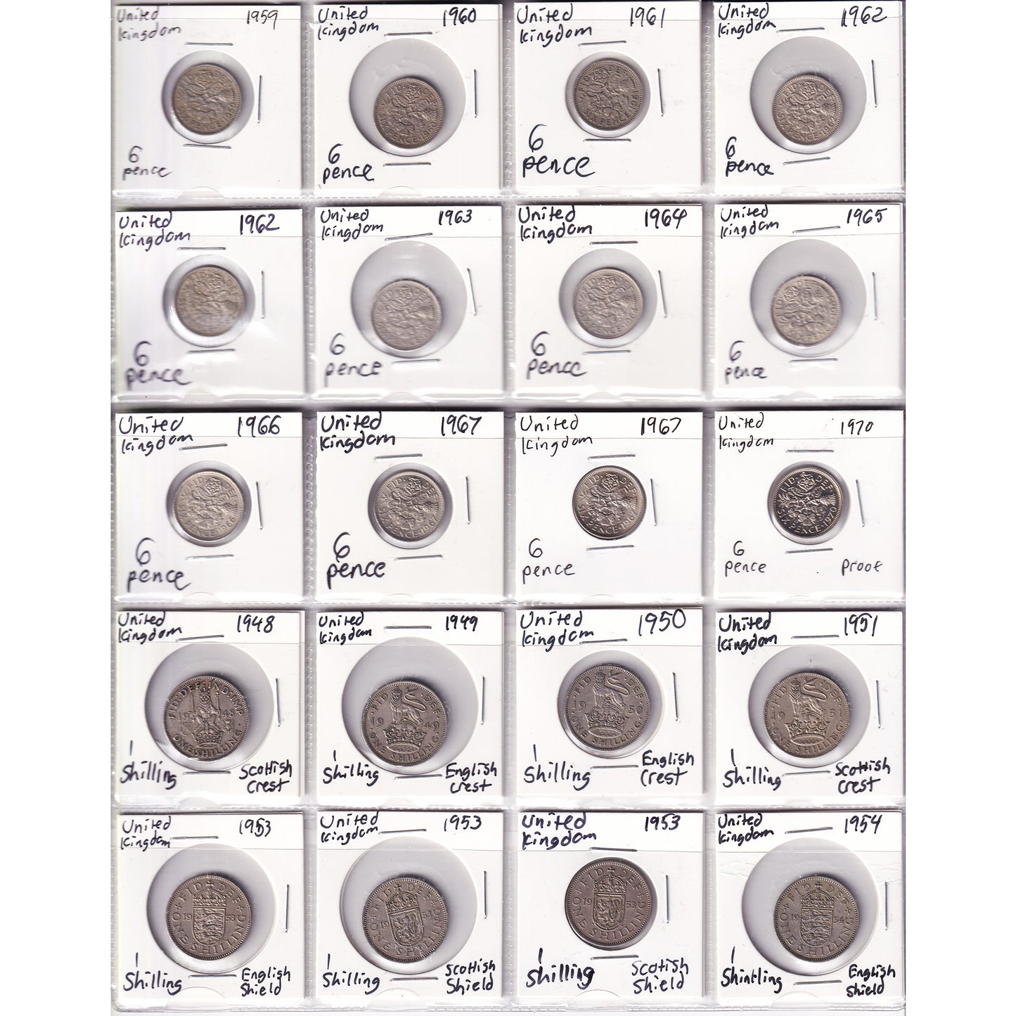 Lot of 59x 1943-1970 UK Decimal Coins, 59Pcs. (Sold As Is)