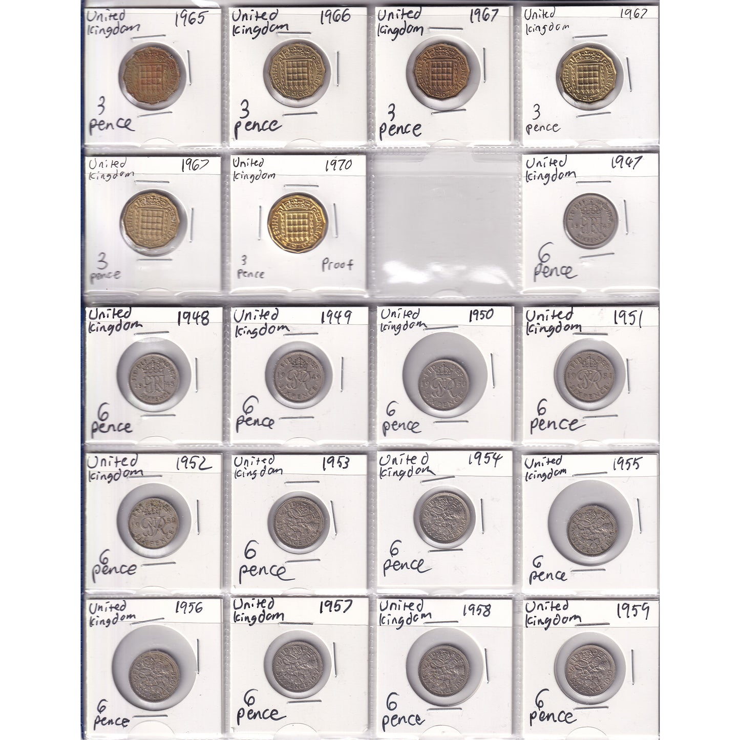 Lot of 59x 1943-1970 UK Decimal Coins, 59Pcs. (Sold As Is)