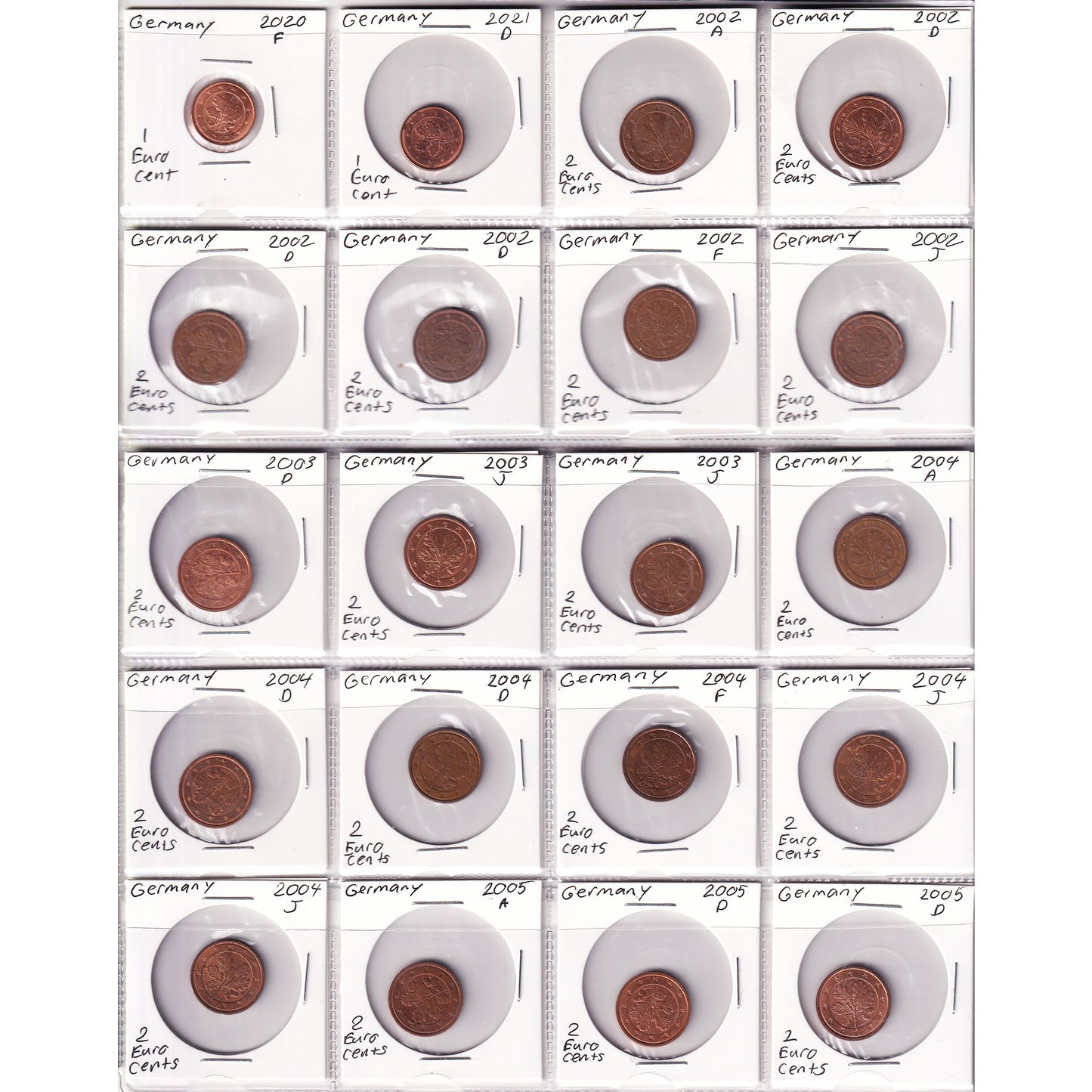 Lot of 140x 2002-2022 Germany Decimal Coins, 140Pcs. (Sold As Is)