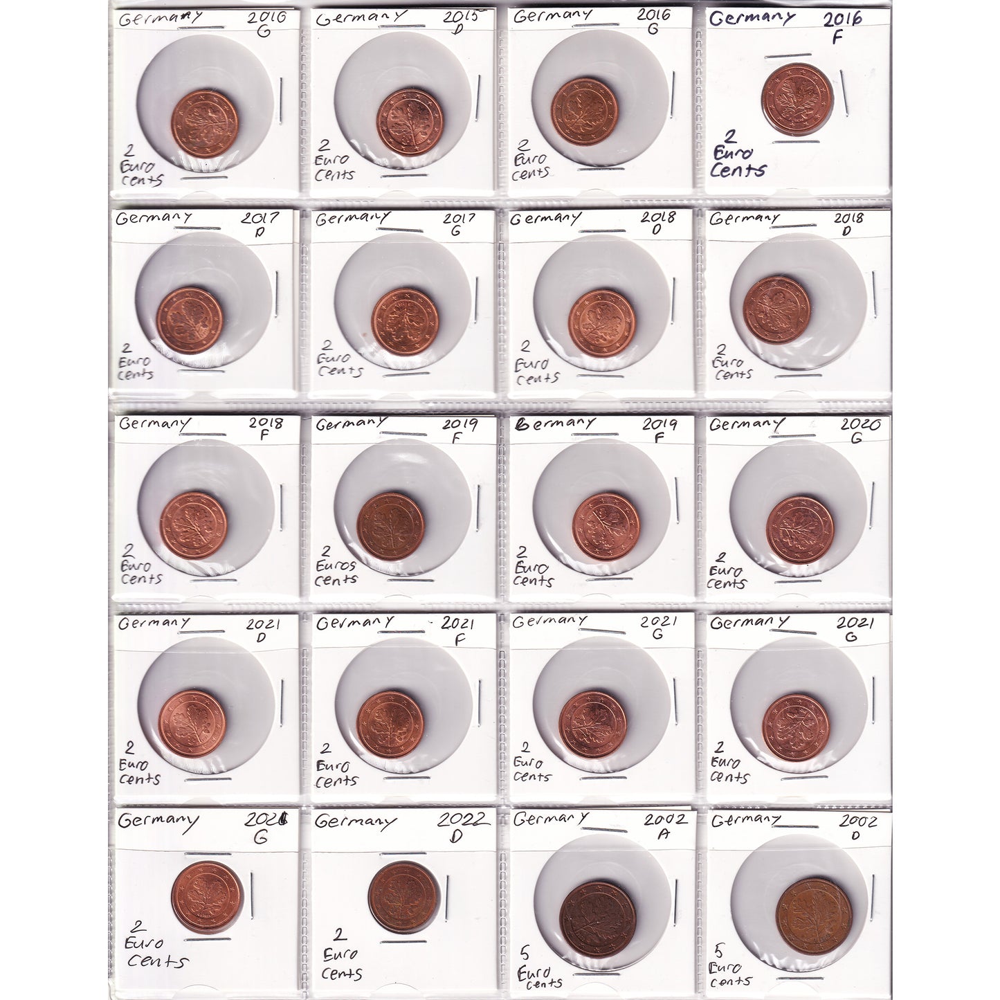 Lot of 140x 2002-2022 Germany Decimal Coins, 140Pcs. (Sold As Is)