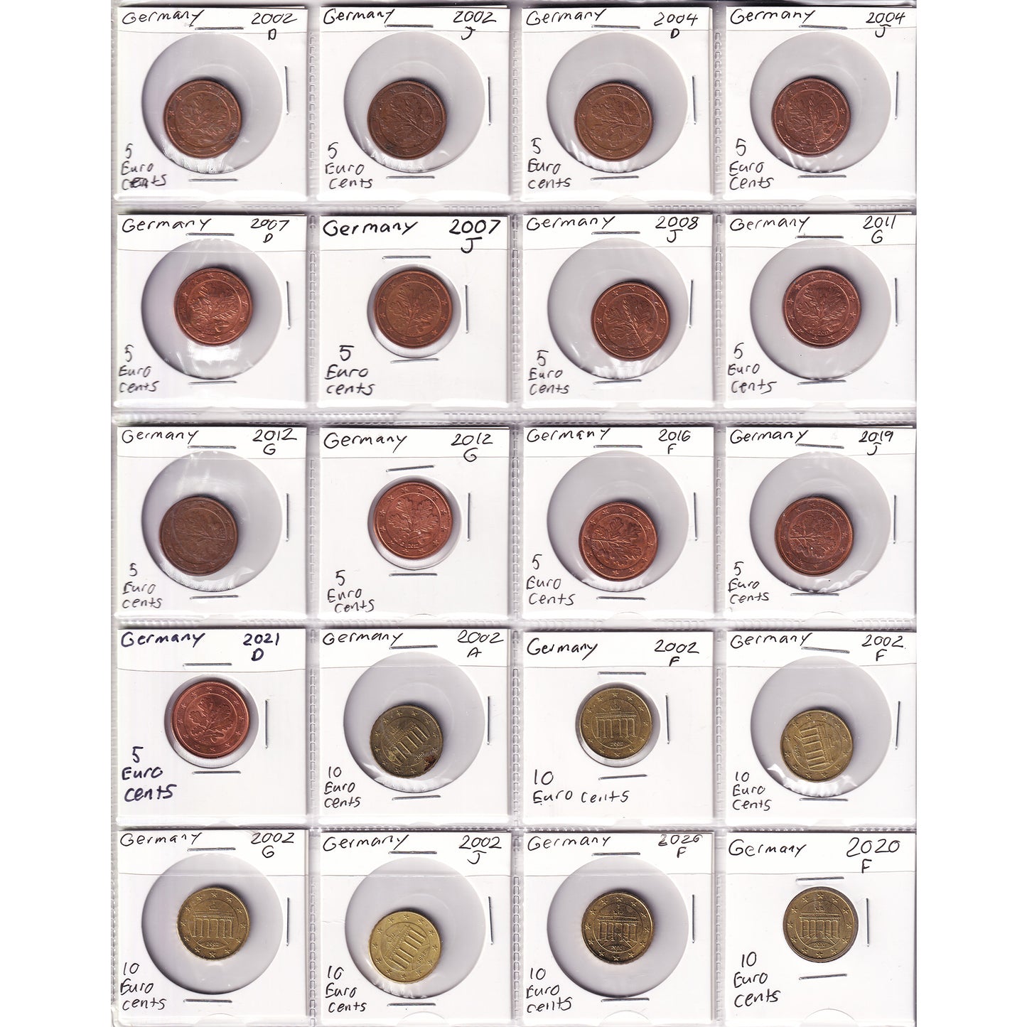 Lot of 140x 2002-2022 Germany Decimal Coins, 140Pcs. (Sold As Is)