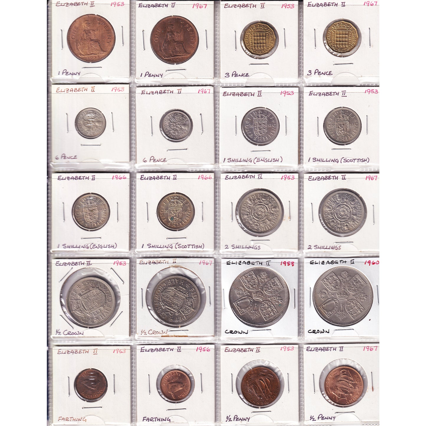 Lot of 20x Great Britain Elizabeth II Partial Type Set, 20Pcs. (Sold As Is)
