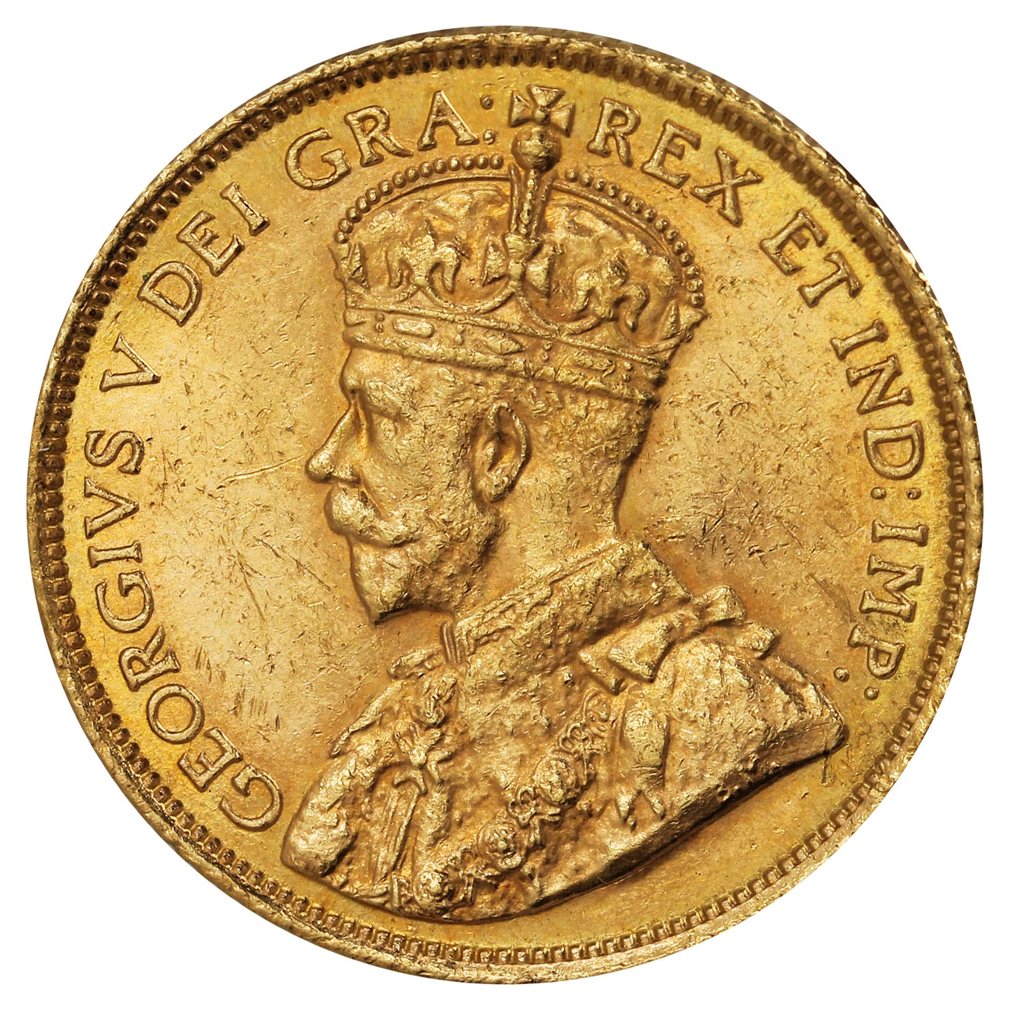 1913 Canada $5 Gold AU-UNC (AU55)