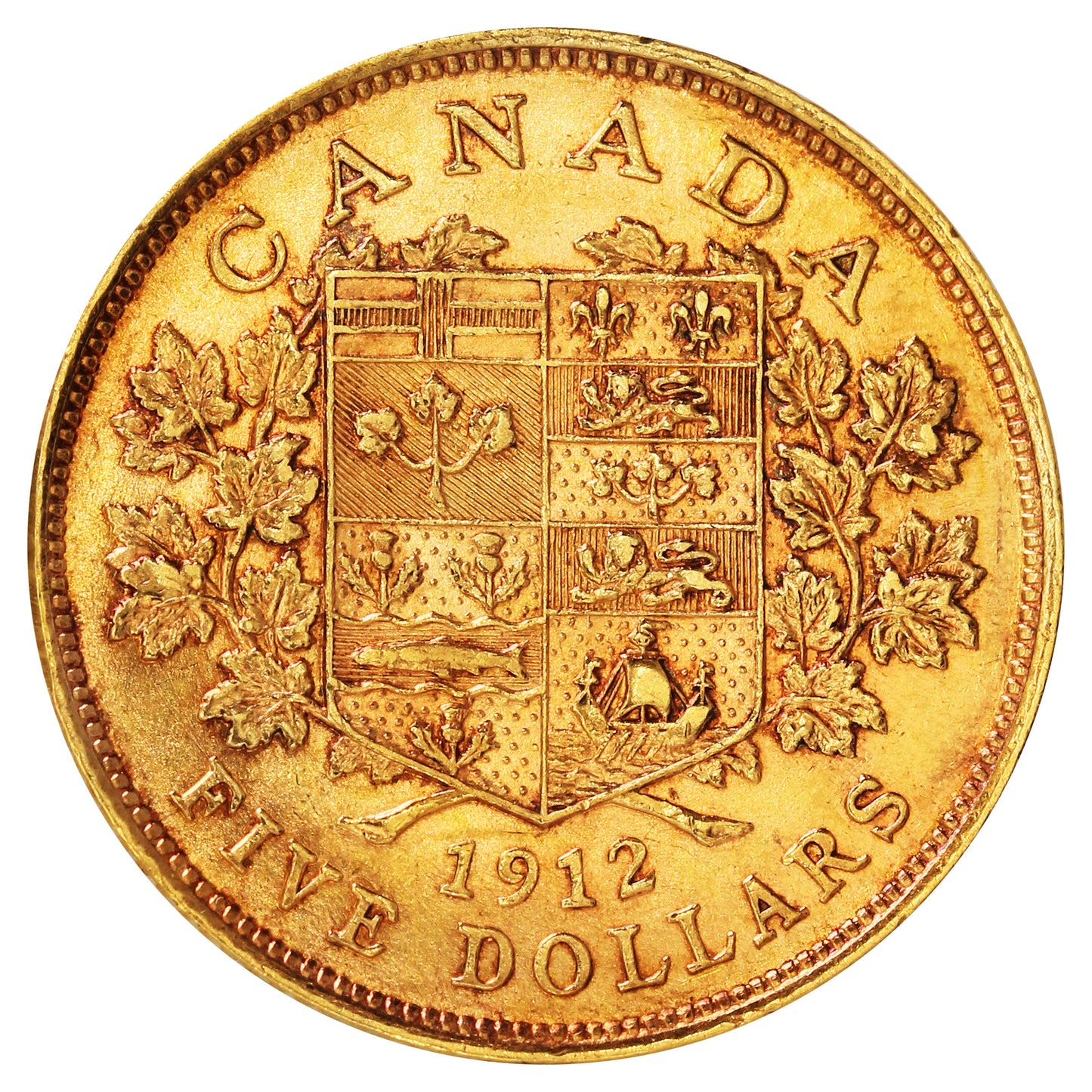 1912 Canada $5 Gold Extra Fine (EF40)