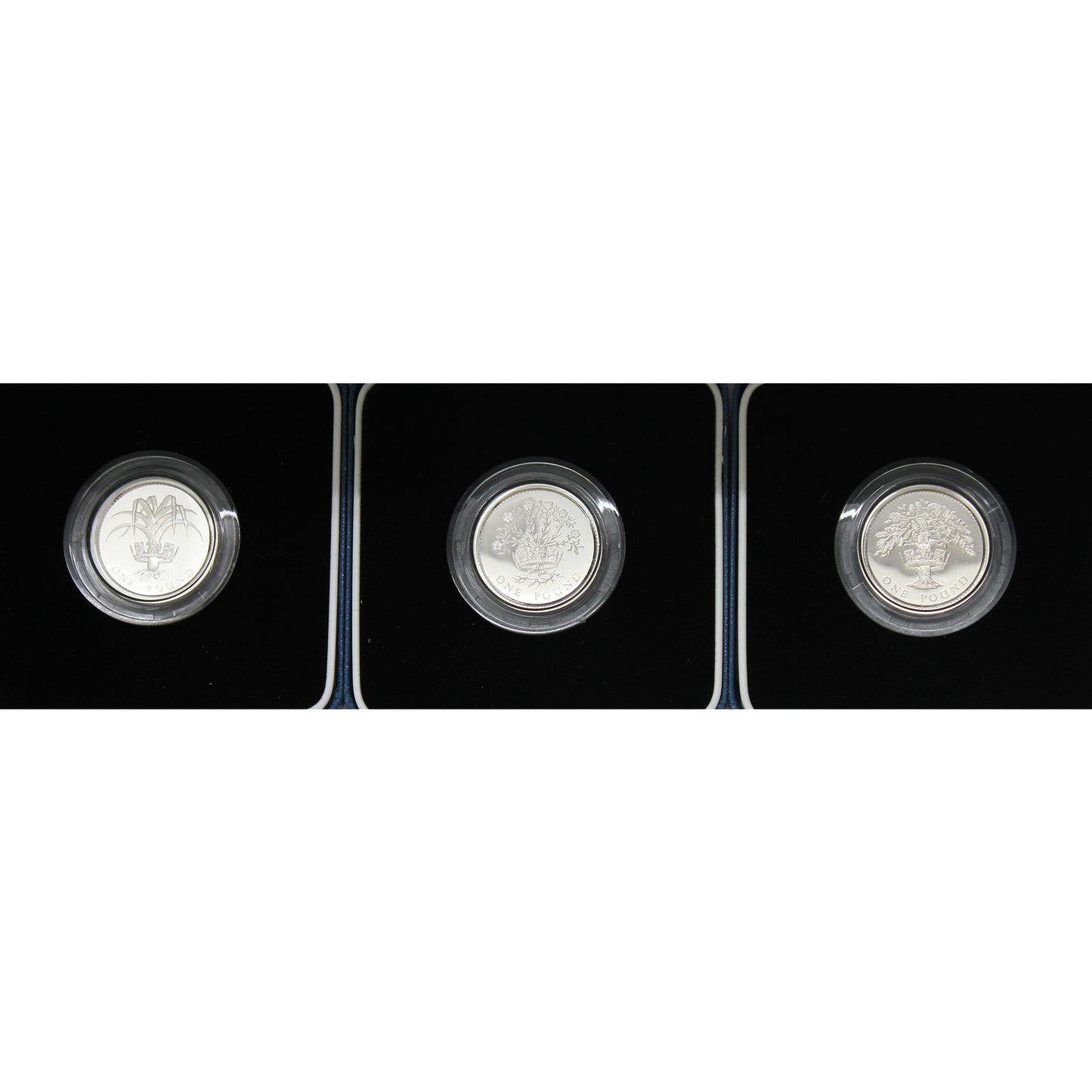 Lot of 3x 1990-1992 UK £1 Silver Proof Coins in Cases, 3Pcs (Issues)