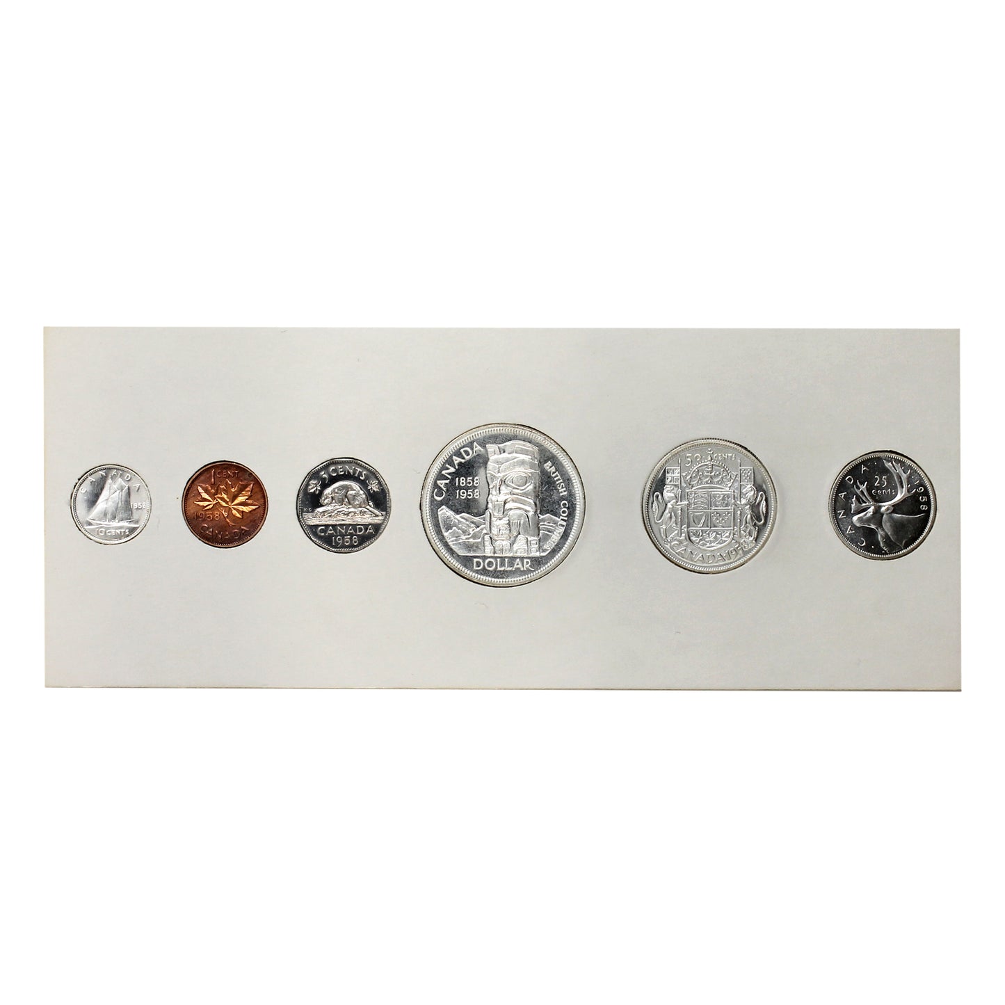 1958 Canada Proof Like Coin Set in White Holder (Lightly toned)
