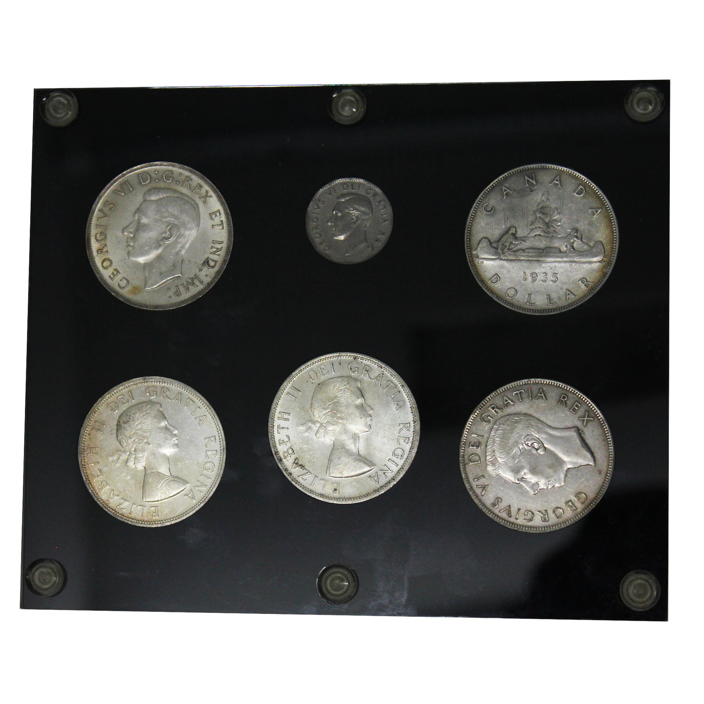 6x 1935-1964 Canada Commemorative Coins, 6Pcs in Display (Corrosion)