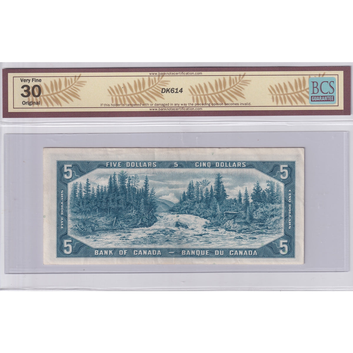 BC-39bA 1954 Canada $5 B-R, Mod. Portrait, Replacement, *I/X, BCS Cert VF30, Orig