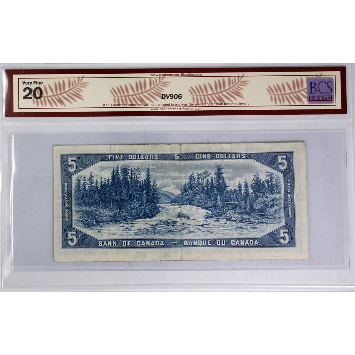 BC-39bA 1954 Canada $5 Beattie-Rasminsky, Replacement, *N/S BCS Certified VF20