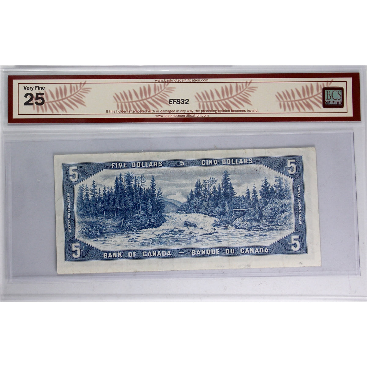 BC-39bA 1954 Canada $5 B-R, Modified Portrait, Replacement, *N/S BCS Certified VF25