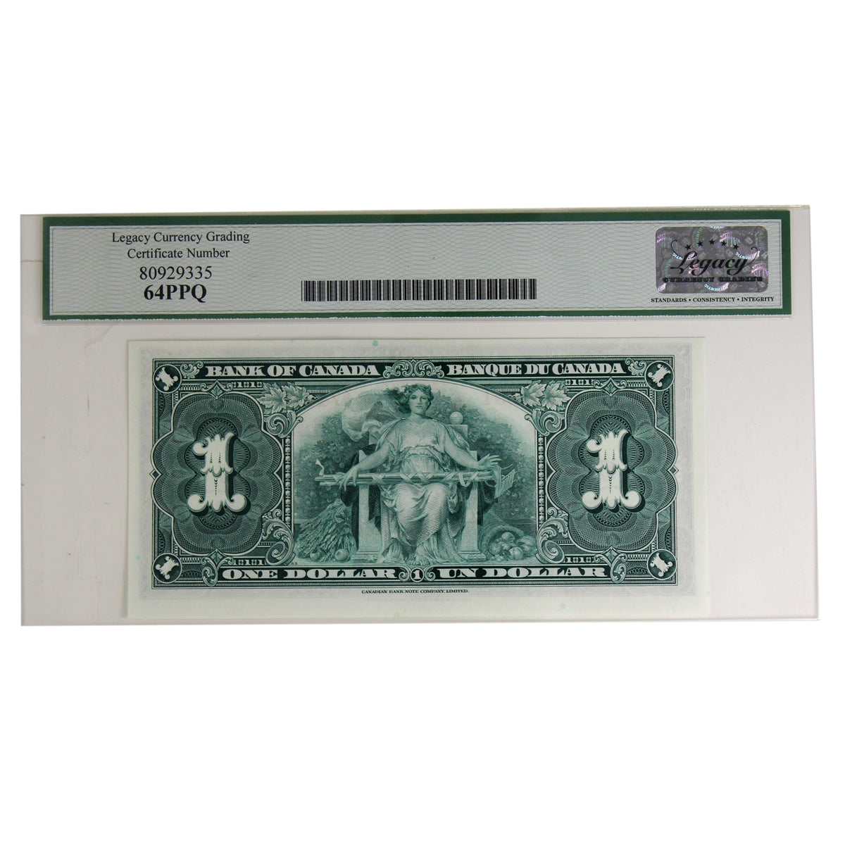 BC-21d 1937 Canada $1 Coyne-Towers, Z/M Legacy Certified CUNC64 PPQ