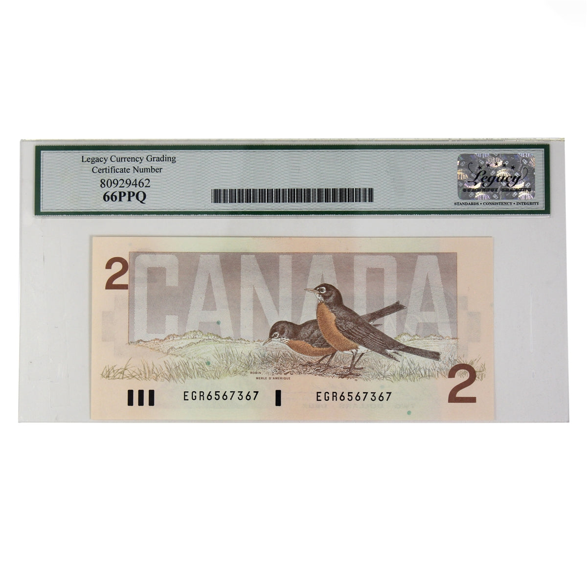 BC-55c-i 1986 Canada $2 Bonin-Thiessen, EGR Legacy Certified GUNC66 PPQ