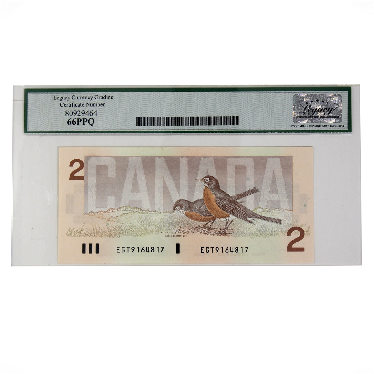 BC-55c-i 1986 Canada $2 Bonin-Thiessen, EGT Legacy Certified GUNC66 PPQ