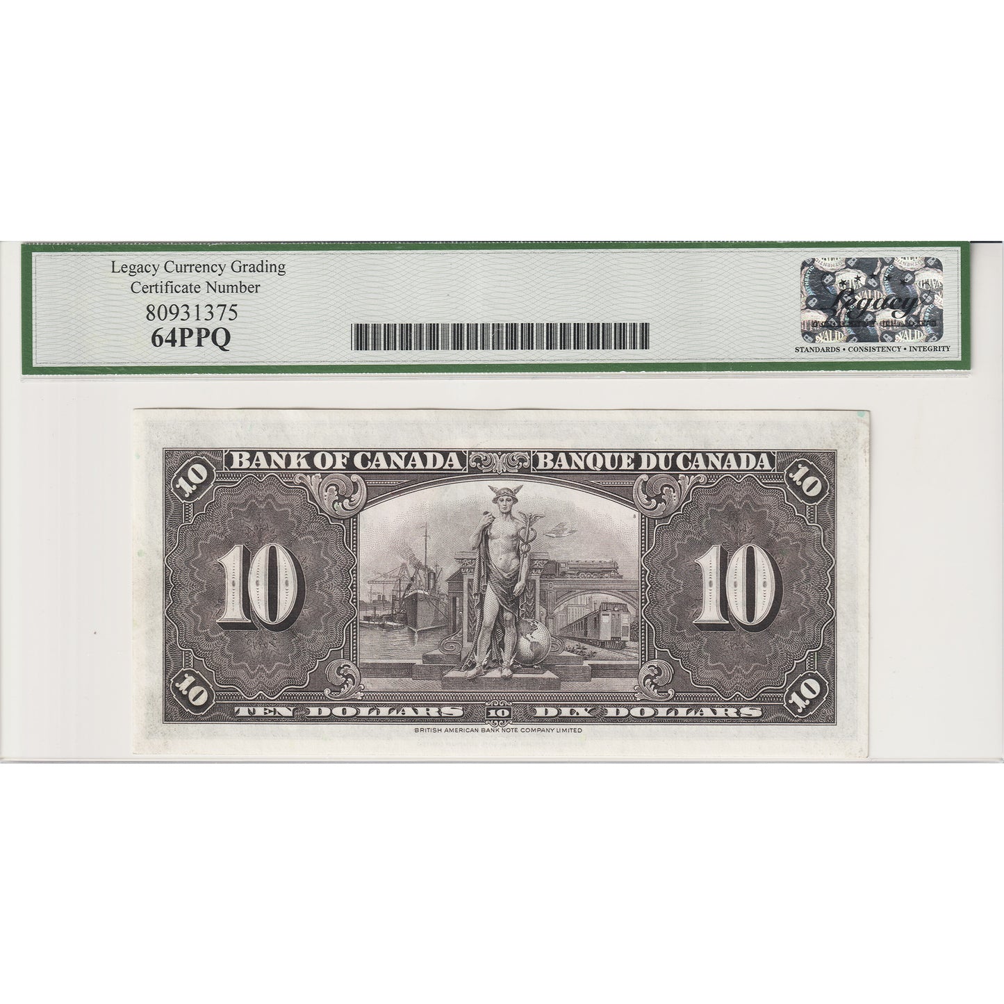 BC-24b 1937 Canada $10 Gordon-Towers, Y/D Legacy Certified CUNC64 PPQ