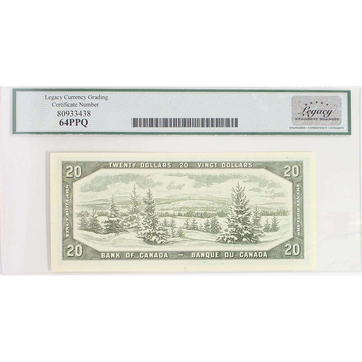 BC-41b 1954 Canada $20 Beattie-Rasminsky, C/W, Legacy Certified CUNC64 PPQ