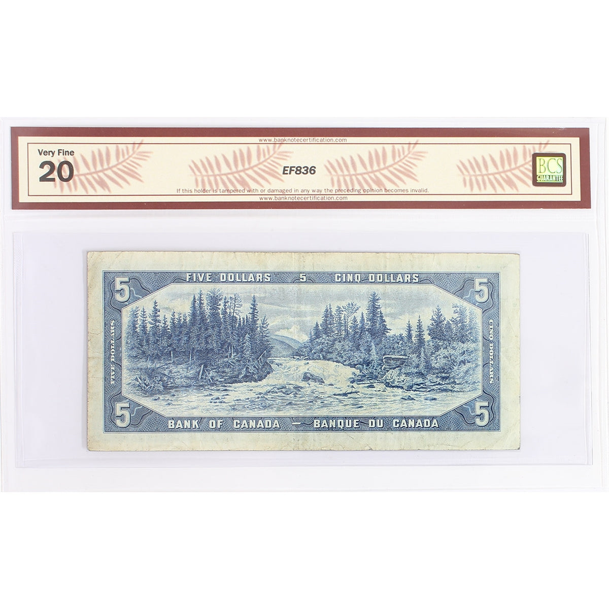 BC-39bA 1954 Canada $5 B-R, Modified Portrait, Replacement, *L/S BCS Certified VF20