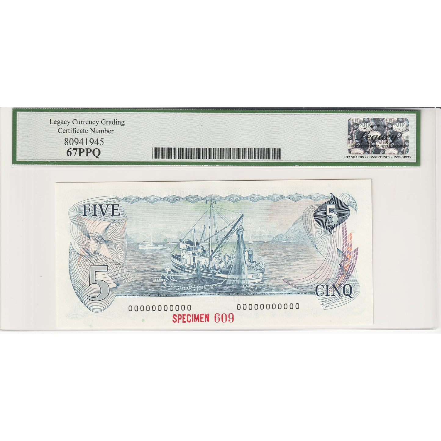 BC-53aS 1979 Canada $5 Lawson-Bouey, Specimen 609 Legacy Certified GUNC67 PPQ