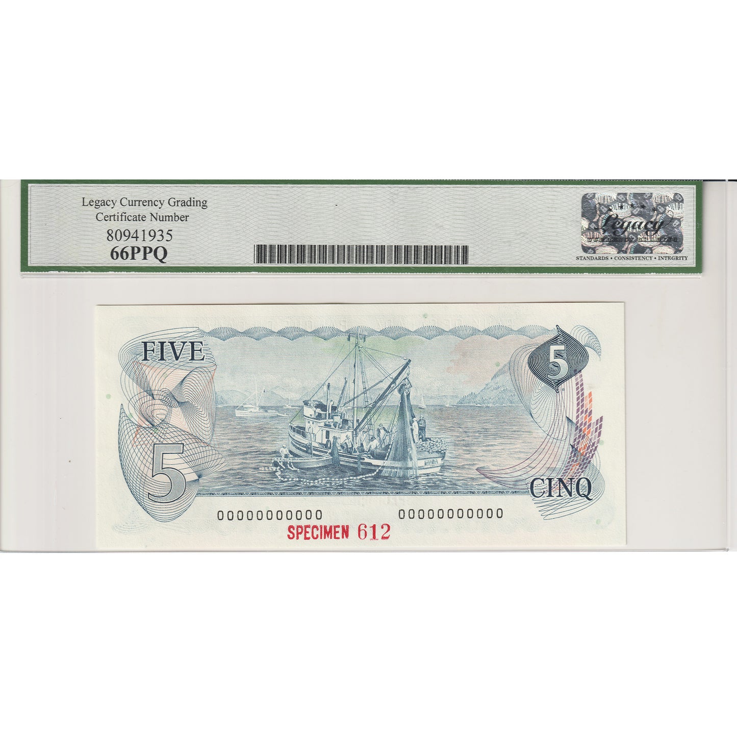 BC-53aS 1979 Canada $5 Lawson-Bouey, Specimen 612 Legacy Certified GUNC66 PPQ