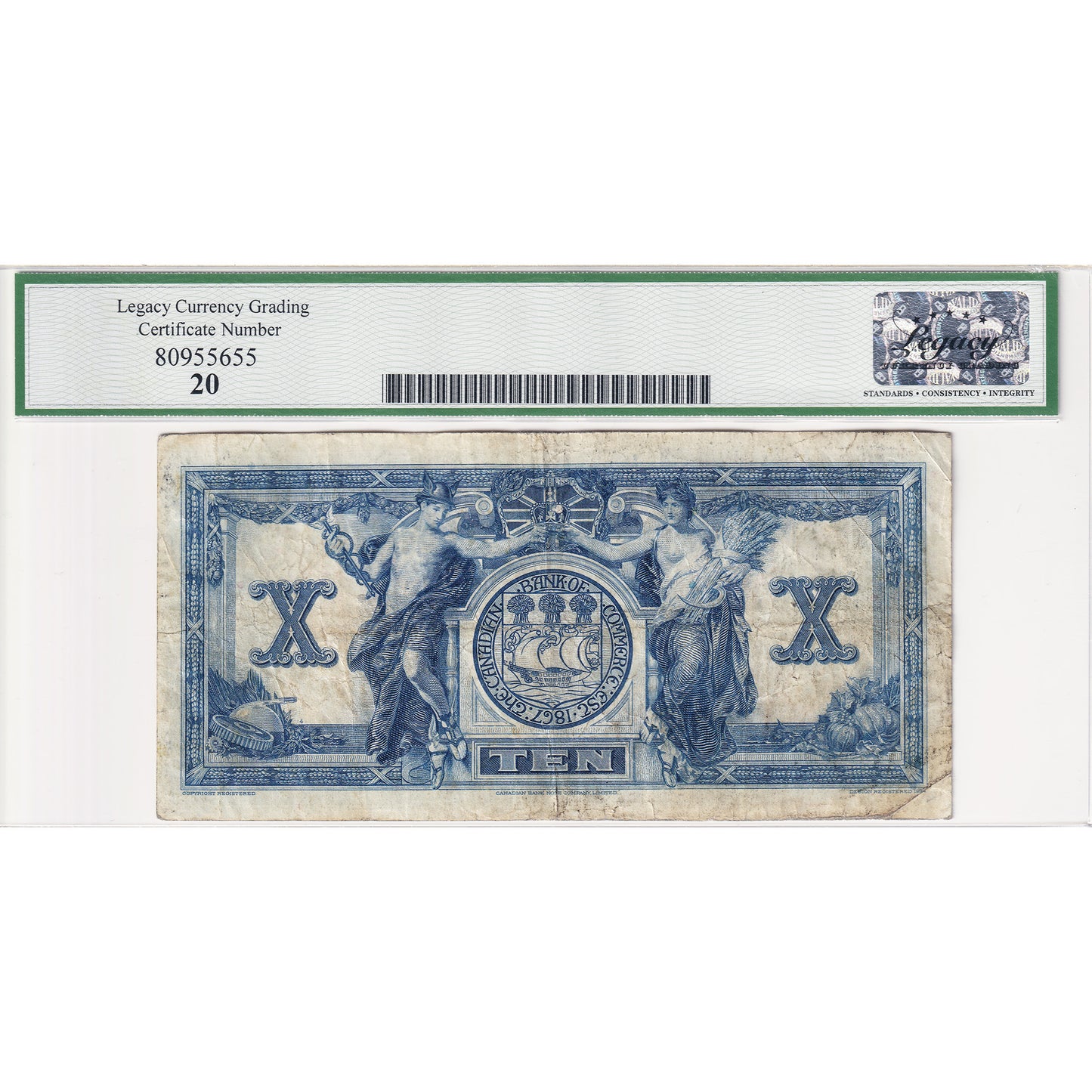 75-18-08b 1935 Canadian Bank of Commerce $10 Logan-Arscott, Check B Legacy Cert. VF-20