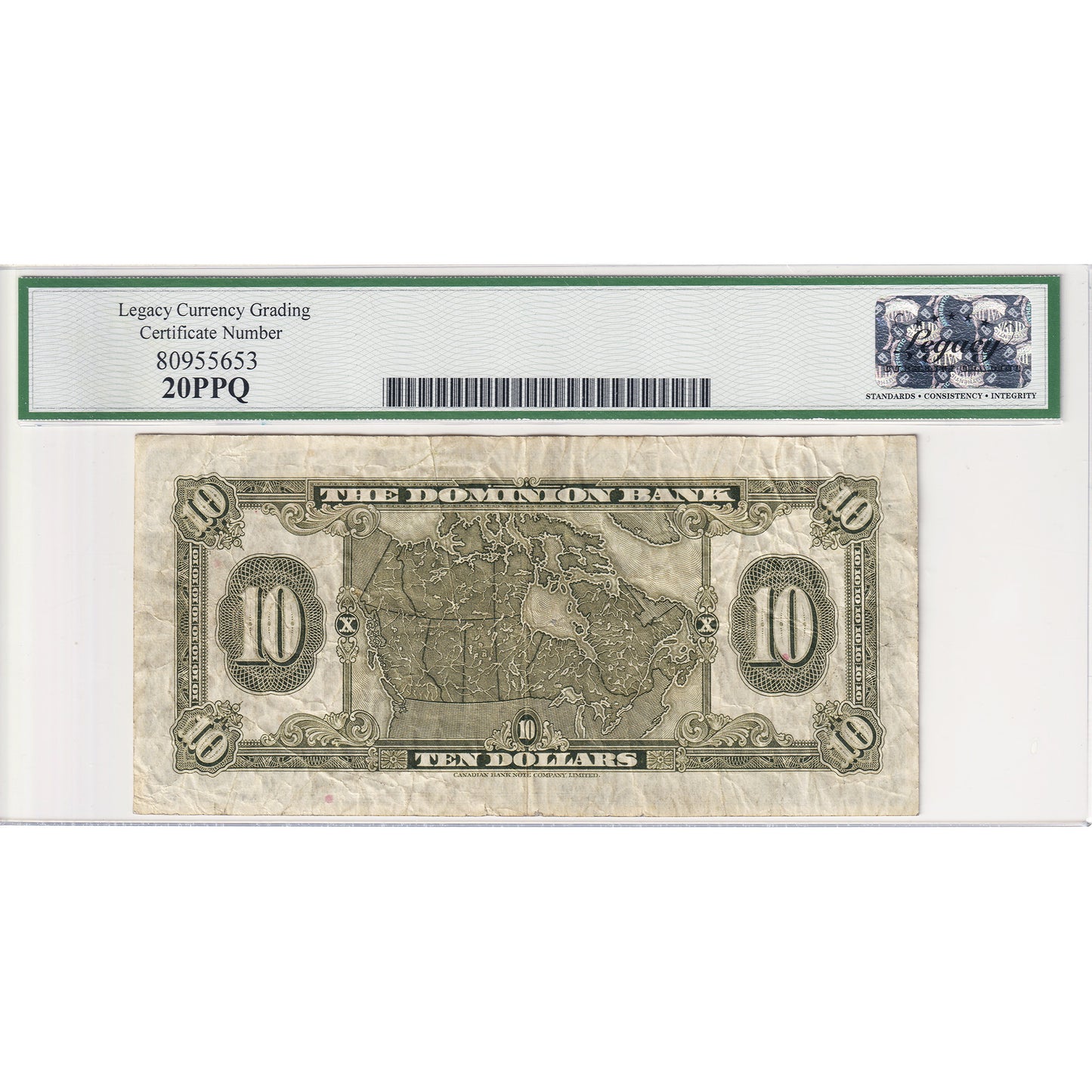 220-28-04 1938 Dominion Bank $10 Carlisle-Rae Legacy Certified VF-20 PPQ