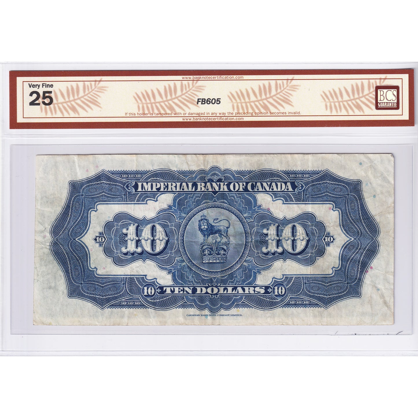 375-18-08 1923 Imperial Bank $10 Rolph-Phipps, Check Letter A BCS Certified VF-25