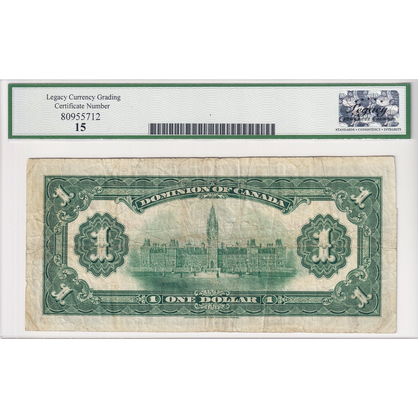 DC-23b 1917 Dominion $1 Various-Saunders, No Seal, Series T, Check D Legacy Cert. F-15