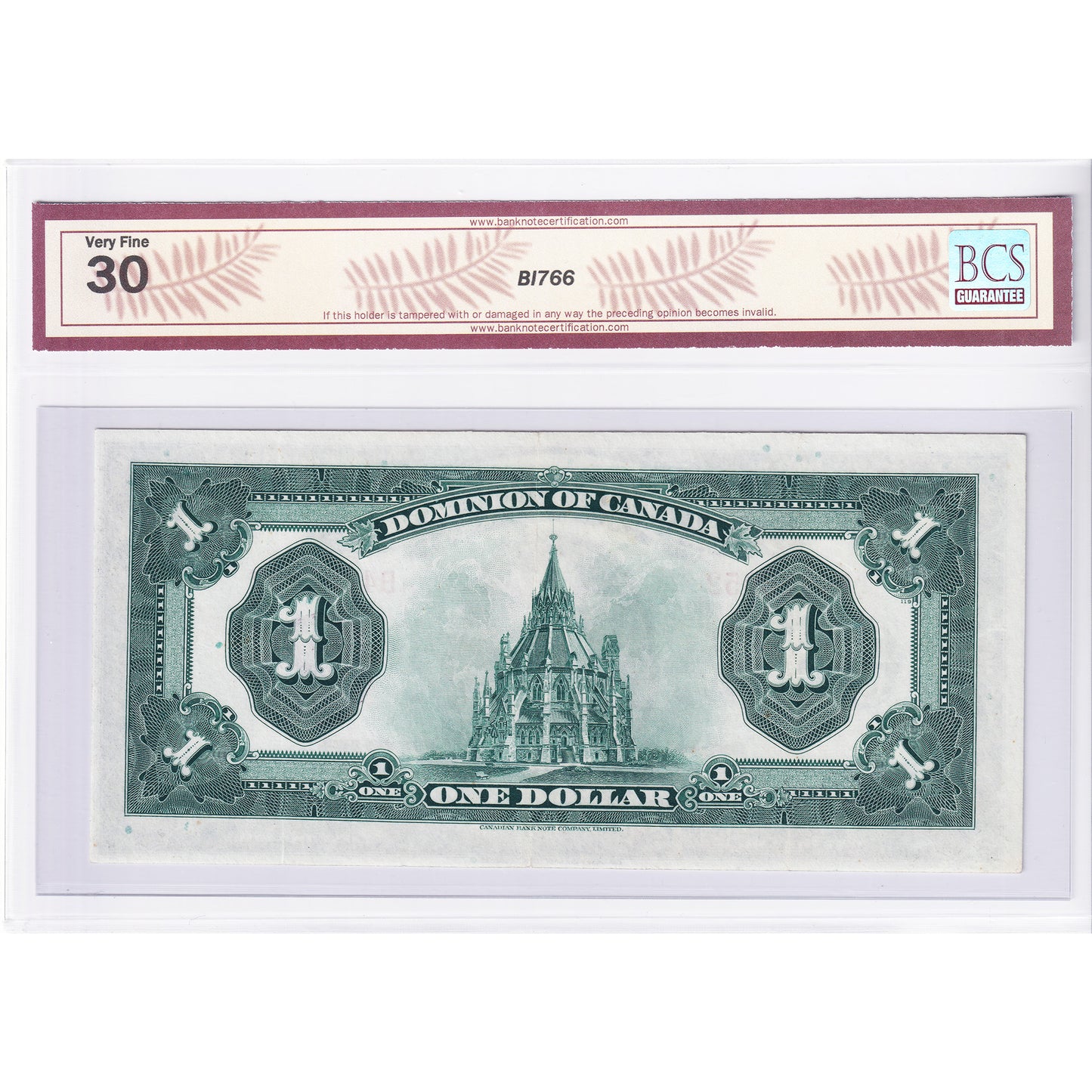 DC-25i 1923 Dominion $1 M-S, Bronze Seal, Group 2, Series B, Check D BCS Certified VF-30