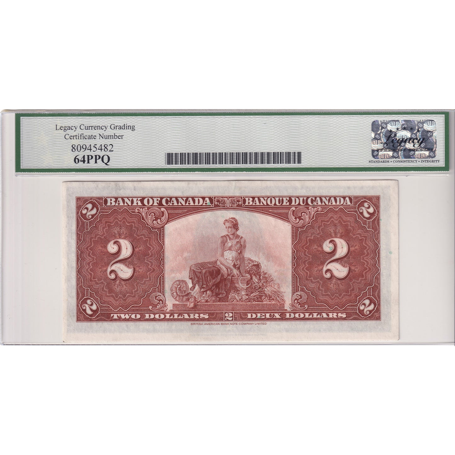 BC-22c 1937 Canada $2 Coyne-Towers, J/R Legacy Certified CUNC-64 PPQ