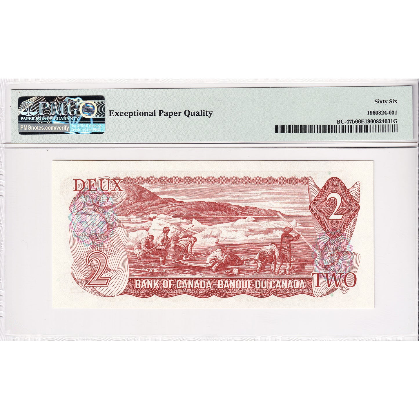 BC-47b 1974 Canada $2 Crow-Bouey, AGY PMG Certified GUNC-66 EPQ