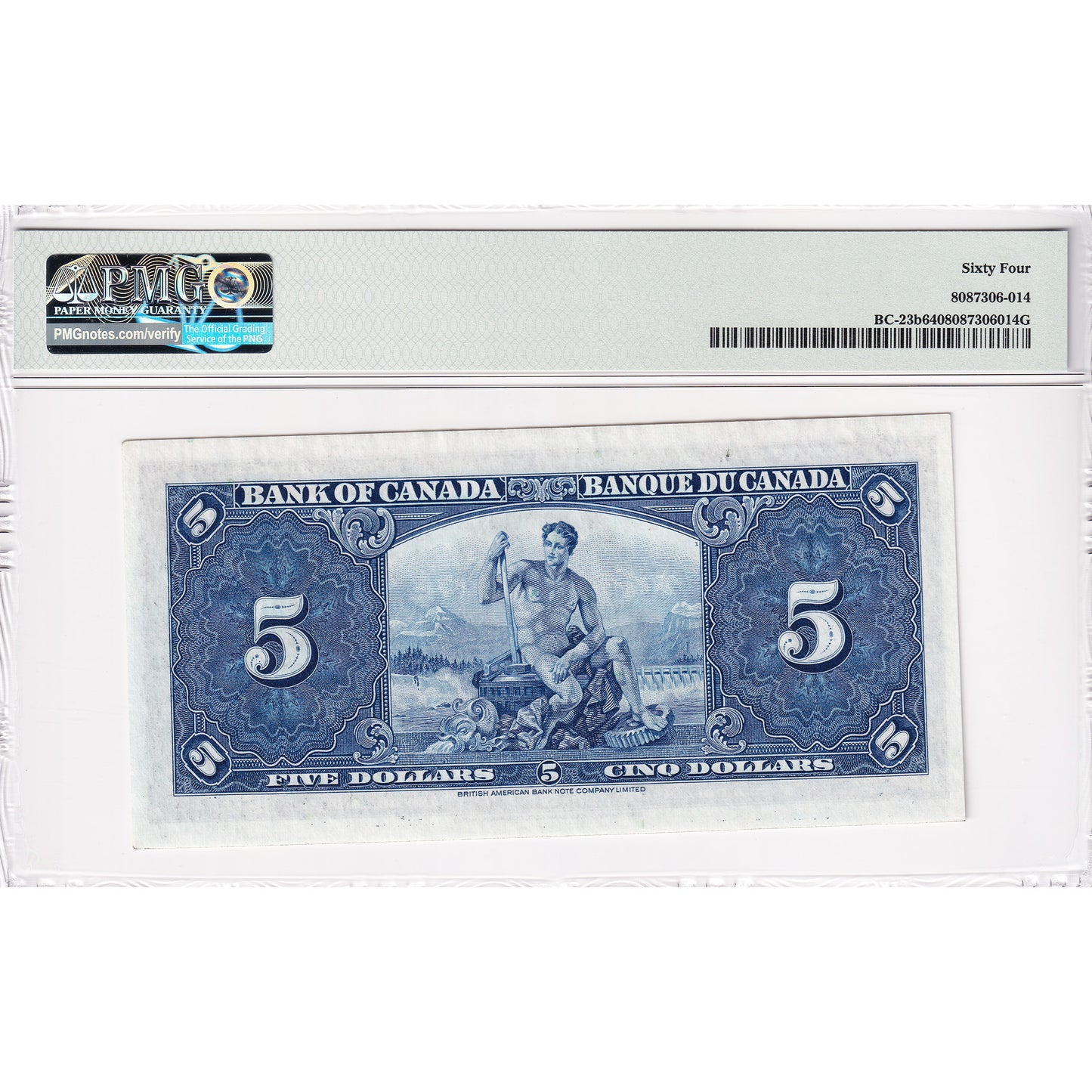BC-23b 1937 Canada $5 Gordon-Towers, R/C PMG Certified CUNC64