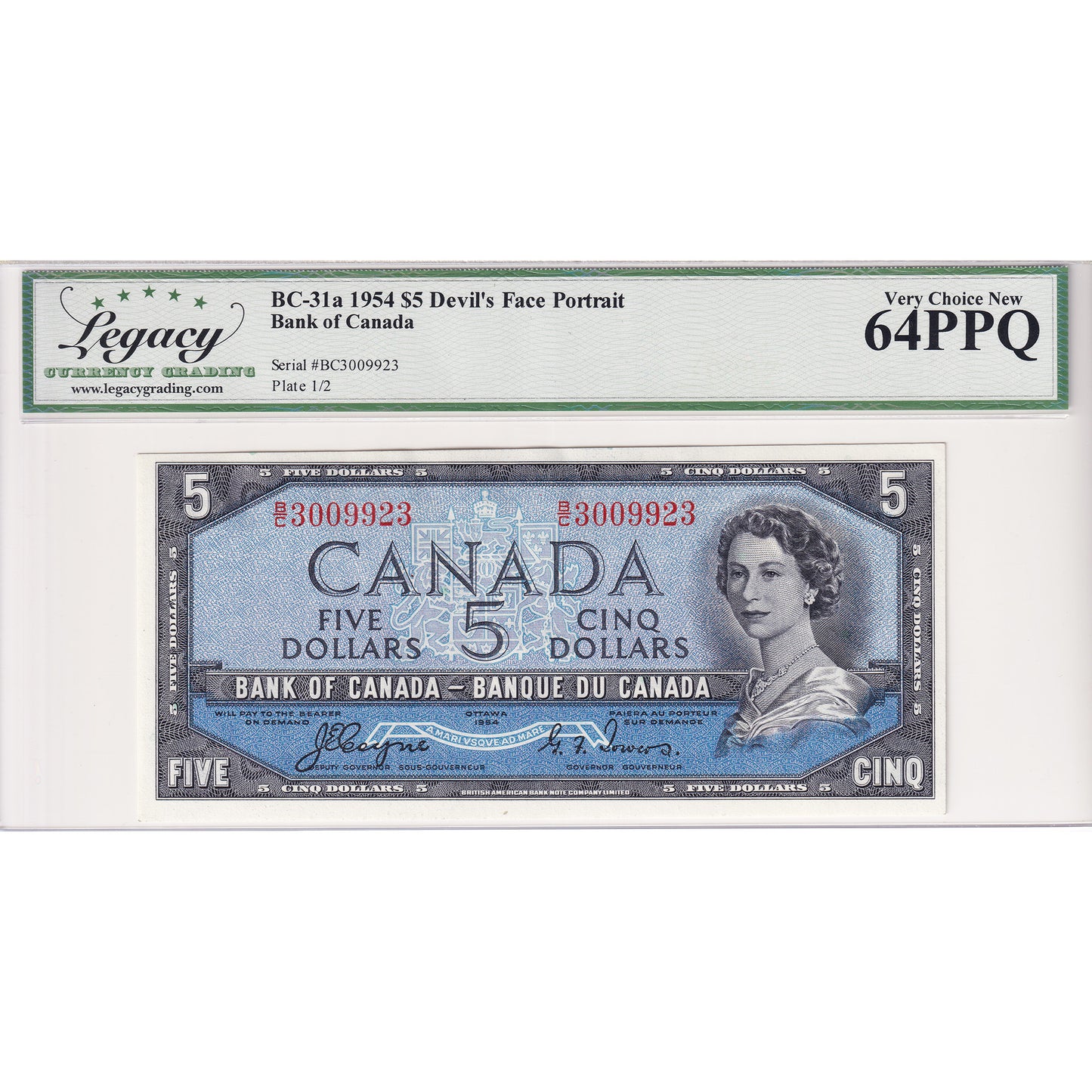 BC-31a 1954 Canada $5 Coyne-Towers, Devil's Face, B/C Legacy Certified CUNC64 PPQ