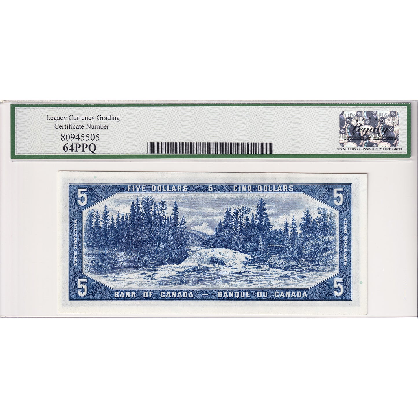 BC-31a 1954 Canada $5 Coyne-Towers, Devil's Face, B/C Legacy Certified CUNC64 PPQ