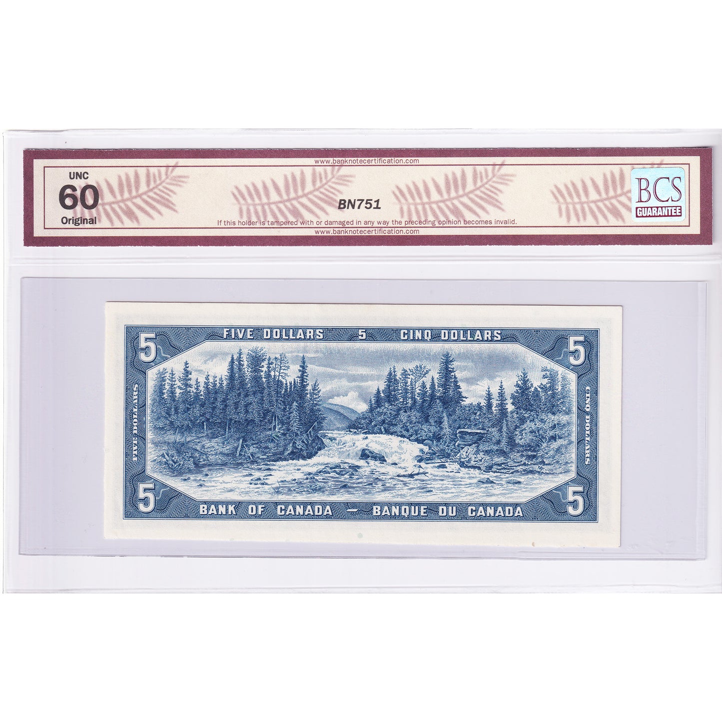 CPM-39b 1954 Canada $5 Beattie-Rasminsky, Modified, F/X BCS Certified UNC-60 Original