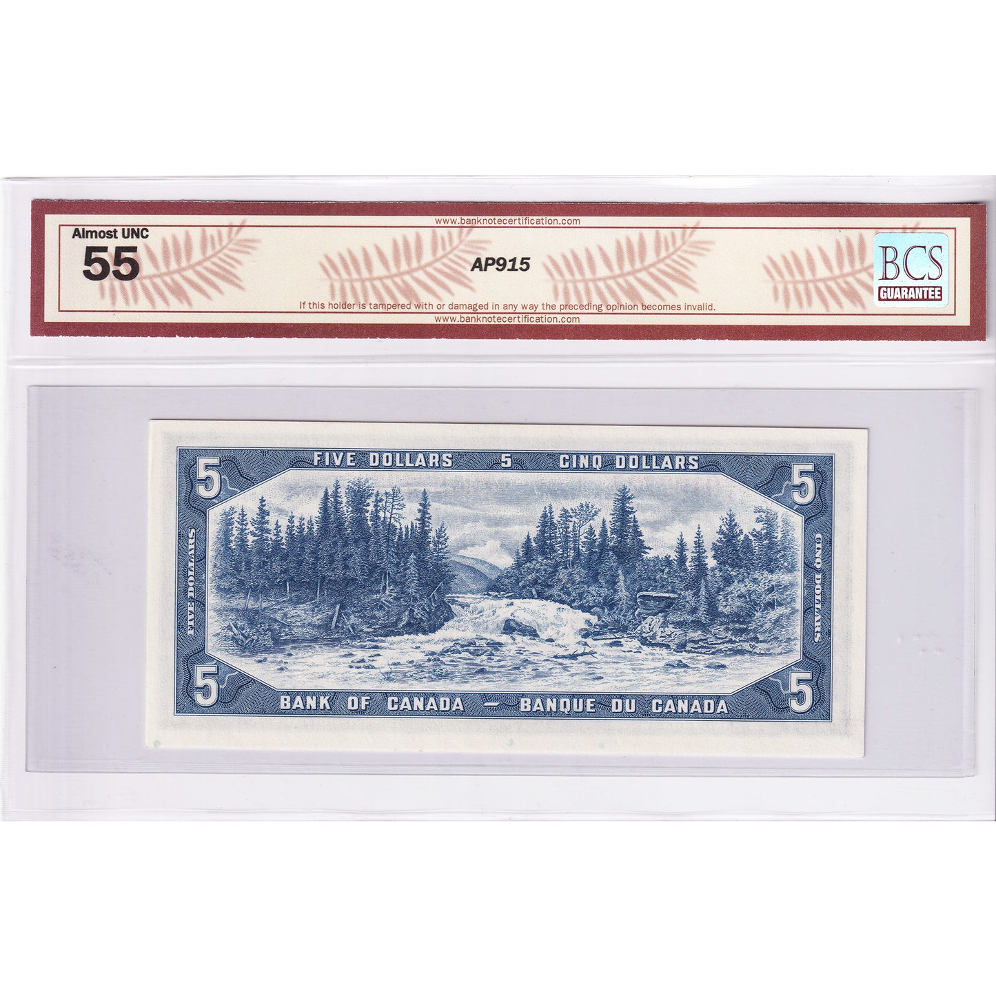 BC-39bA 1954 Canada $5 B-R, Modified Portrait, Replacement, *S/S BCS Certified AU-55