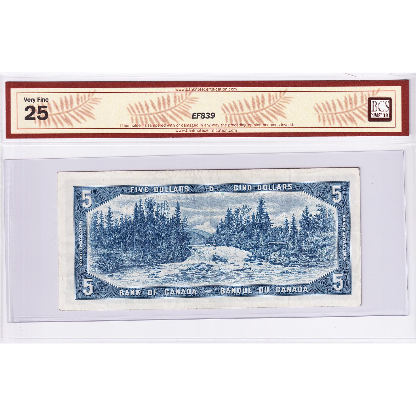 BC-39bA 1954 Canada $5 B-R, Modified Portrait, Replacement, *I/X BCS Certified VF25